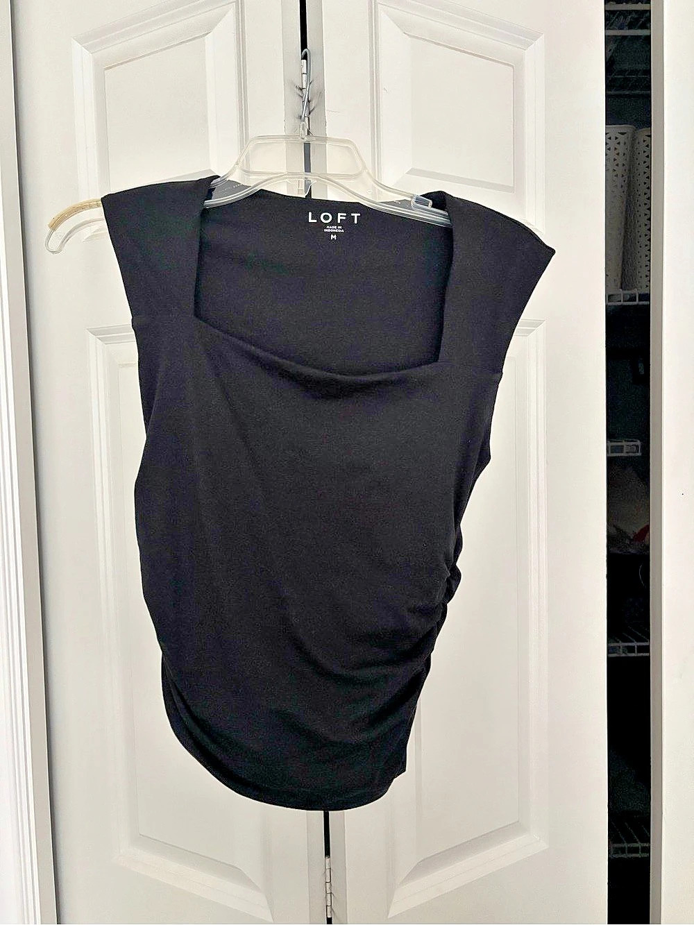 LOFT Ruched Black Top